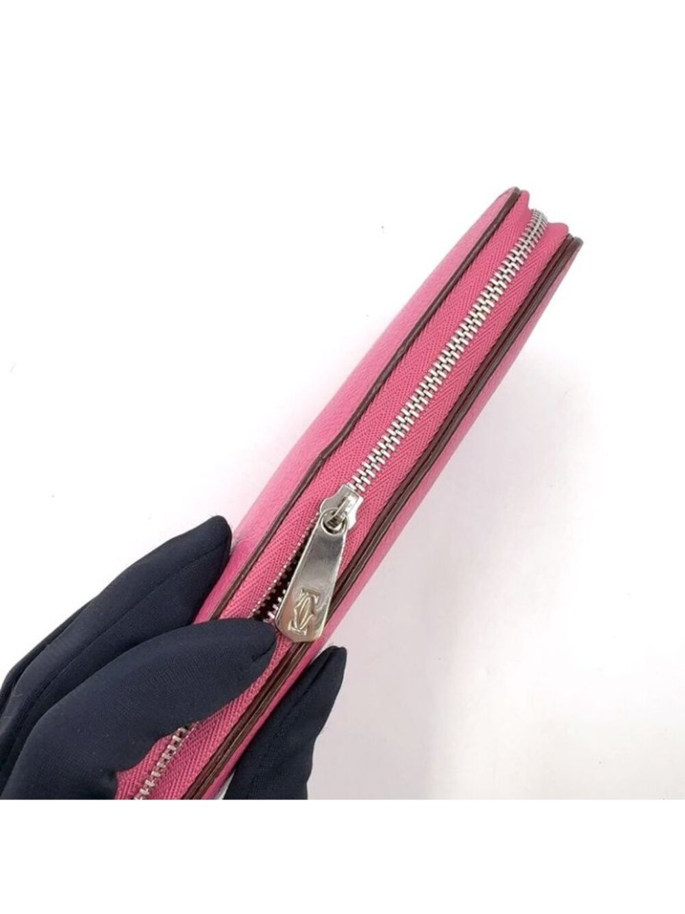 ★SOLD★ Cartier C de Cartier International Wallet Leather Pink Silver - Picture 11 of 13
